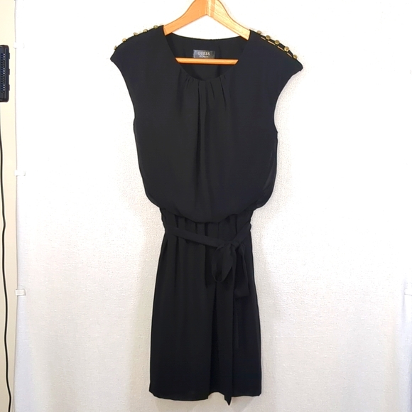 Guess Women's Little Black Dress W/ Gold Button Detail Size Small - Picture 1 of 12